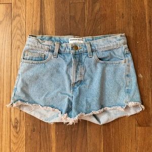 American apparel light wash high waisted shorts